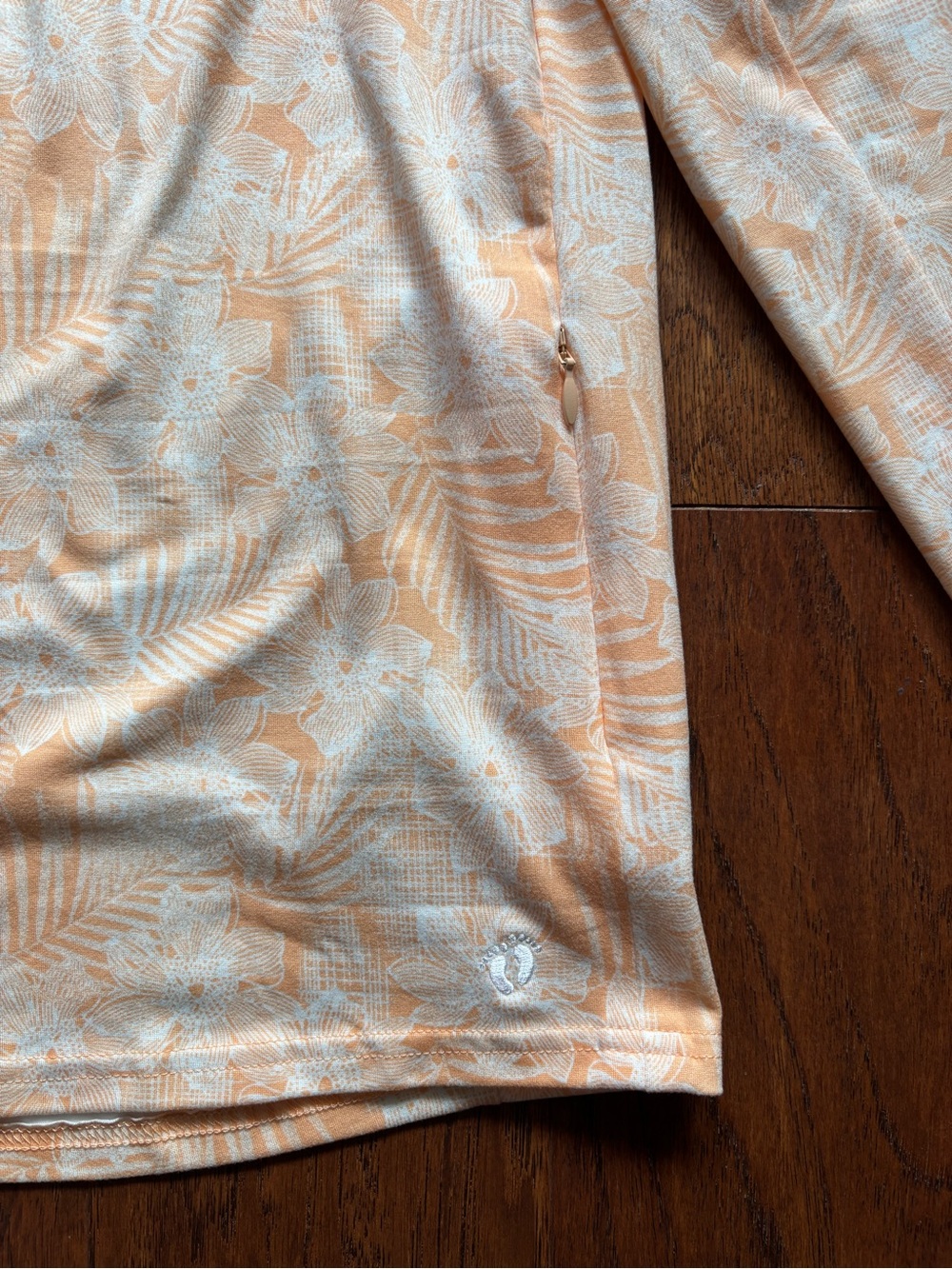 Hang Ten Solara UPF 50 Floral Palm Sun Tee Peach | Size L - Picture 7 of 8